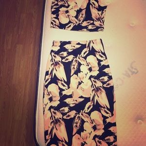 matching crop top skirt set